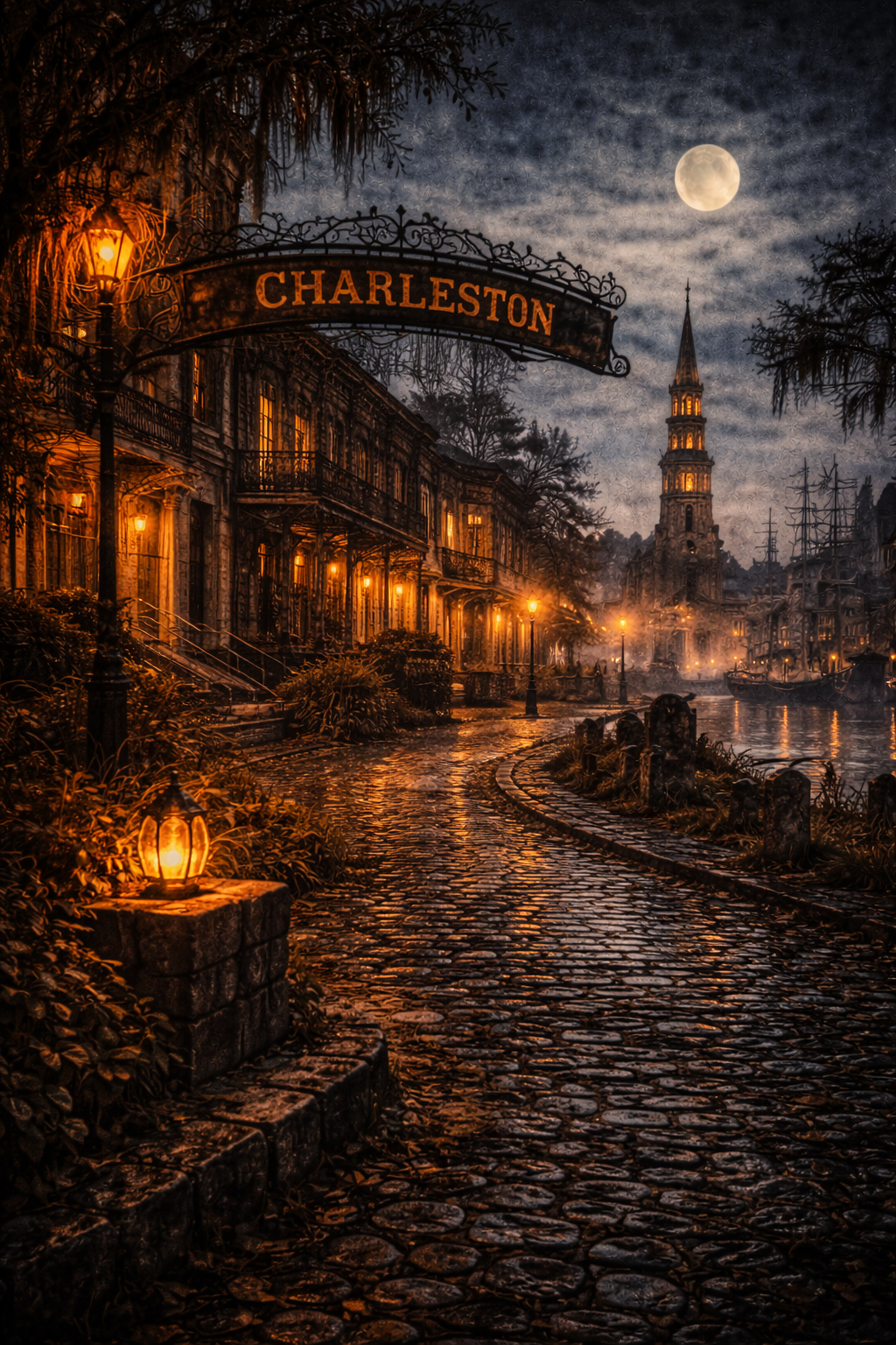 Charleston ghost tour at night