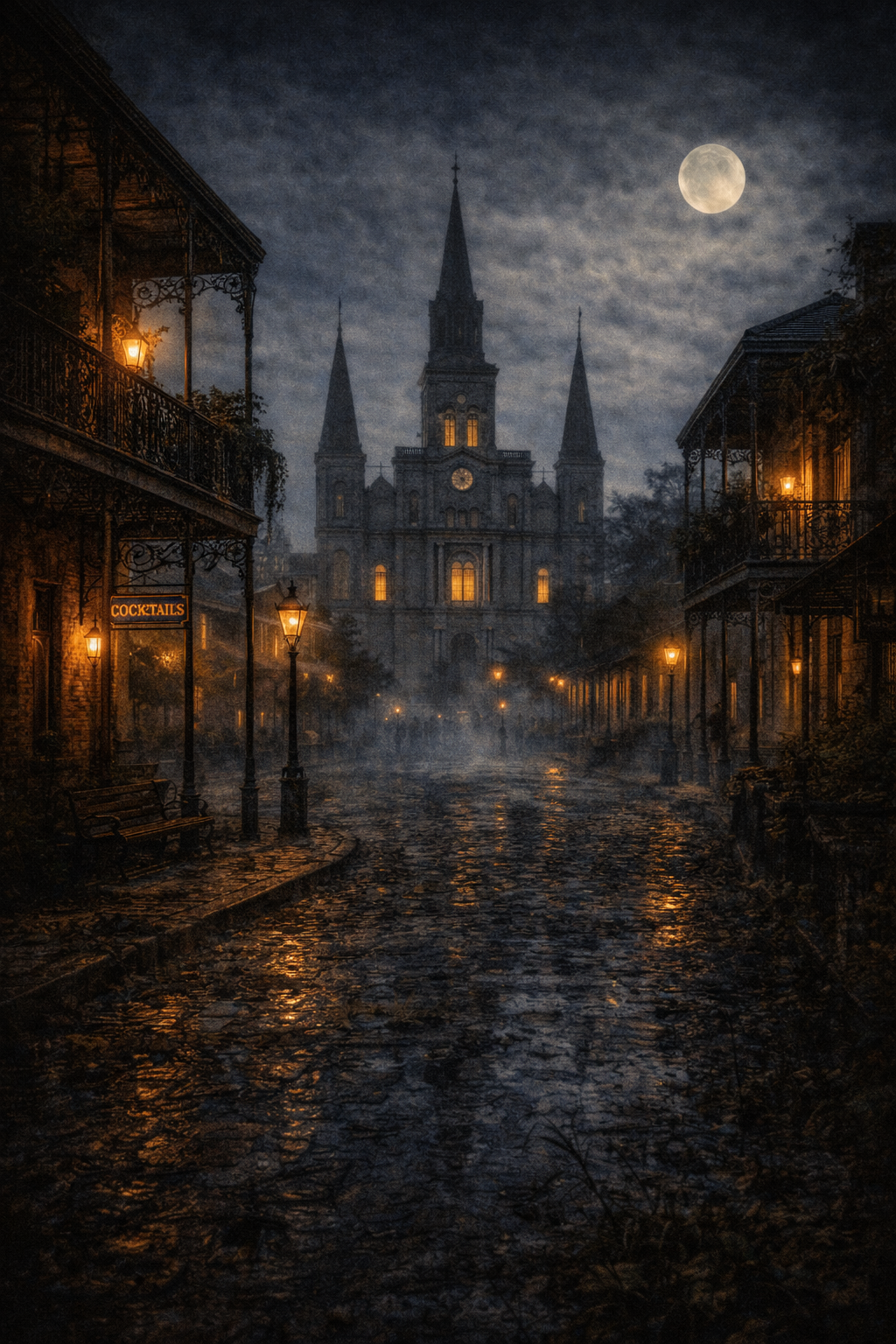 New Orleans ghost tour at night