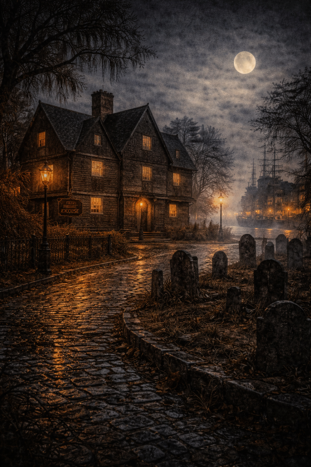 Salem ghost tour at night
