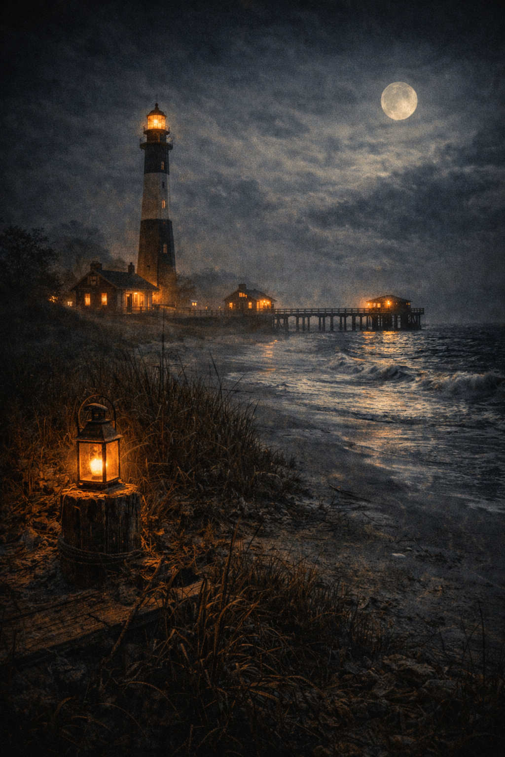 Tybee Island ghost tour at night